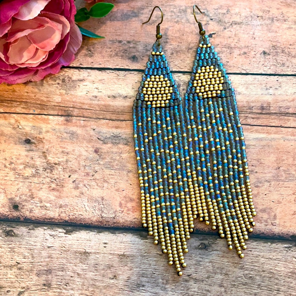 Golden full moon earring